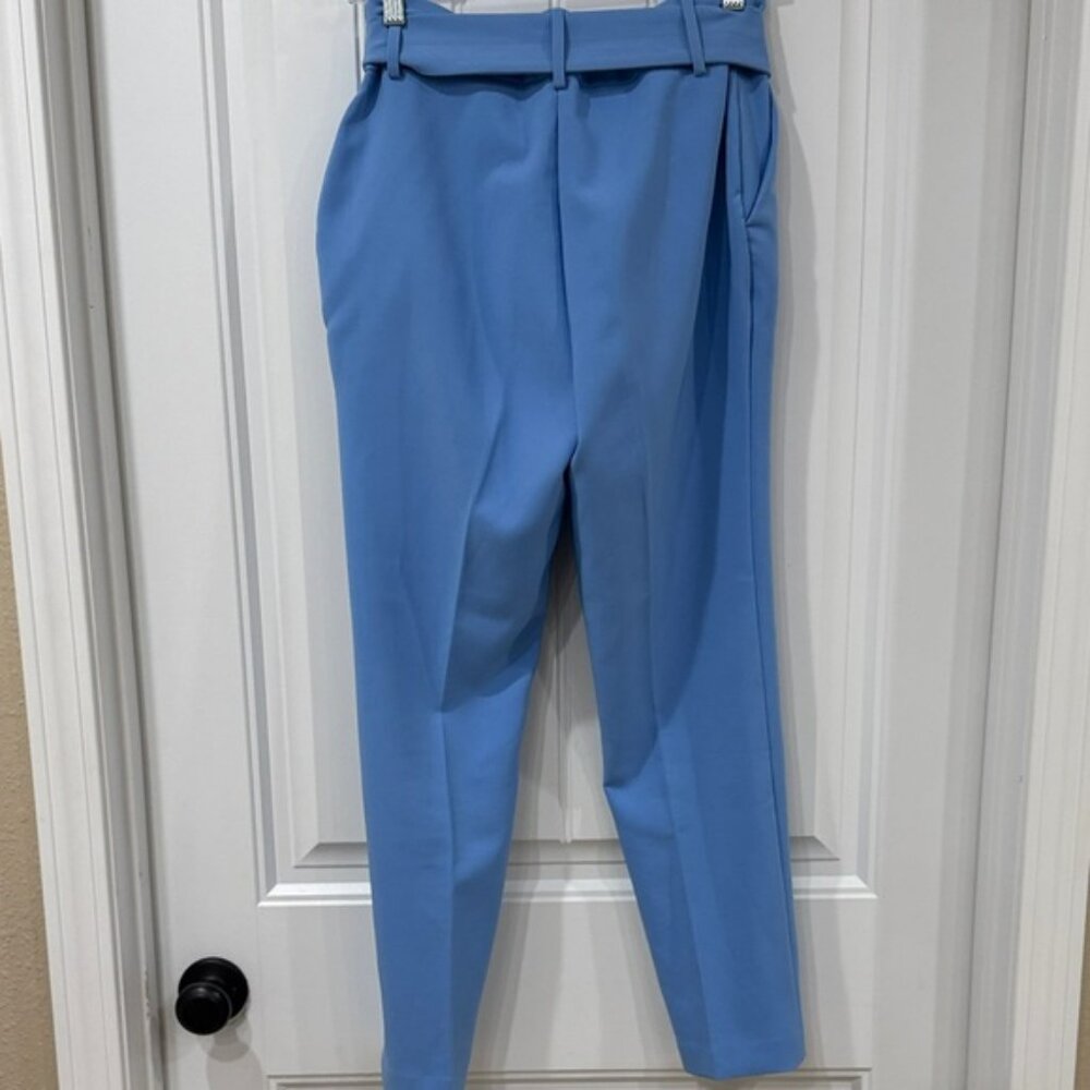 NWOT Elegant Blue Pull-on Tie-Waist Women's Trousers - Picture 4 of 4